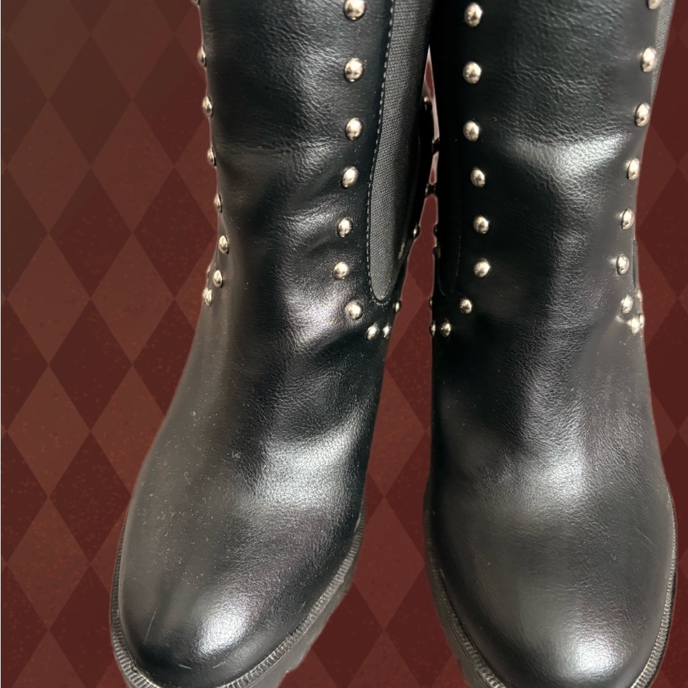 Black Studded Ankle Boots - Picture 2 of 3